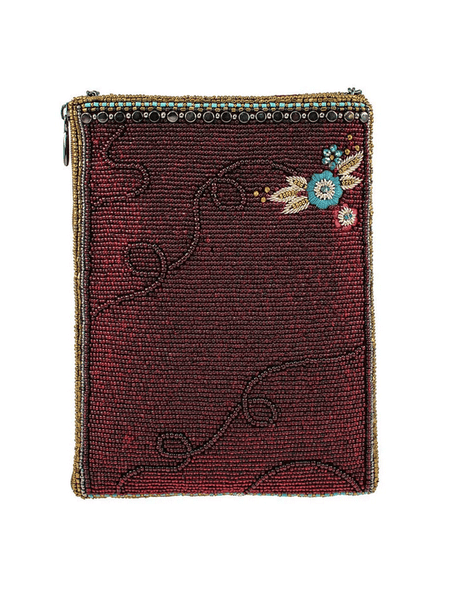 Mary Frances MINI S002-255 LETS GALLOP Mini Crossbody Clutch Burgundy back view. If you need any assistance with this item or the purchase of this item please call us at five six one seven four eight eight eight zero one Monday through Saturday 10:00a.m EST to 8:00 p.m EST