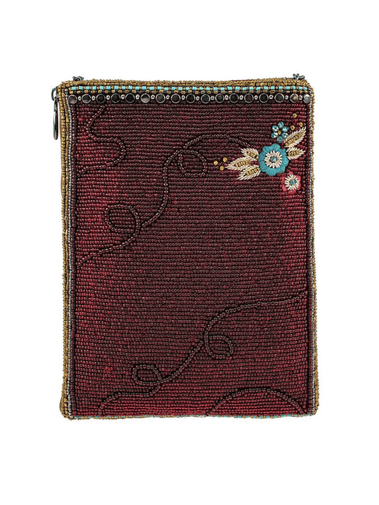 Mary Frances MINI S002-255 LETS GALLOP Mini Crossbody Clutch Burgundy back view. If you need any assistance with this item or the purchase of this item please call us at five six one seven four eight eight eight zero one Monday through Saturday 10:00a.m EST to 8:00 p.m EST