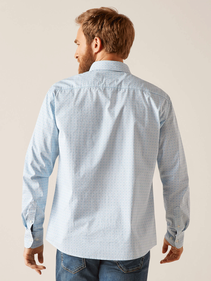 Ariat 10047420 Mens Madden Stretch Modern Fit Shirt Light Blue front view. If you need any assistance with this item or the purchase of this item please call us at five six one seven four eight eight eight zero one Monday through Saturday 10:00a.m EST to 8:00 p.m EST