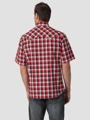 Wrangler 112326334 Mens Retro Short Sleeve Plaid Shirt Picnic Red back view. If you need any assistance with this item or the purchase of this item please call us at five six one seven four eight eight eight zero one Monday through Saturday 10:00a.m EST to 8:00 p.m EST