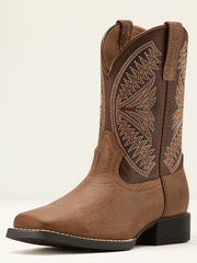 Ariat 10061136 Kids Ruidoso Western Boot Pearl Brown front and side view. If you need any assistance with this item or the purchase of this item please call us at five six one seven four eight eight eight zero one Monday through Saturday 10:00a.m EST to 8:00 p.m EST