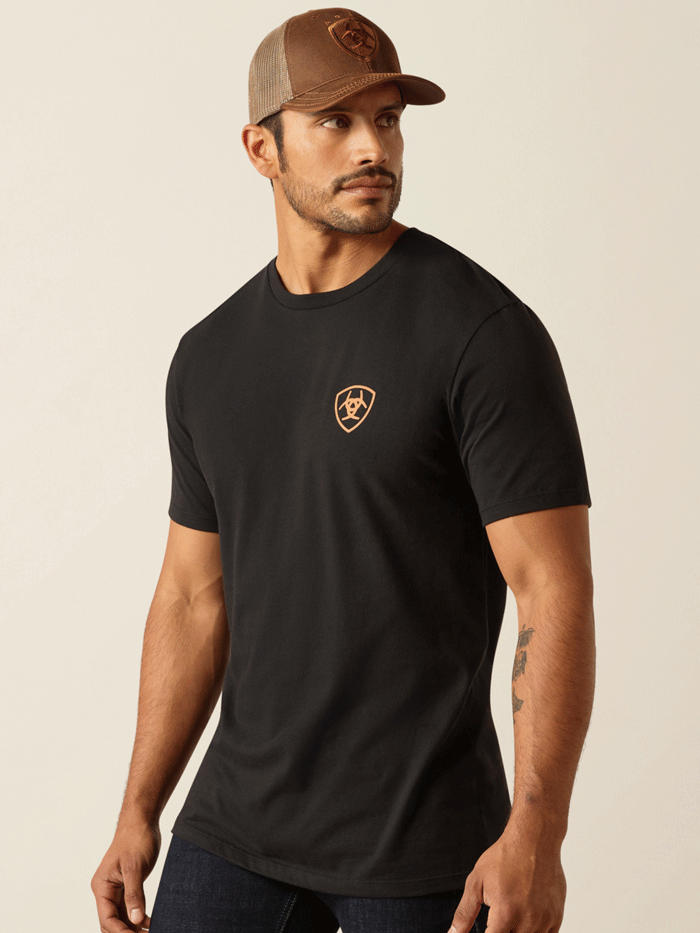 Ariat 10052017 Mens Eagle Freedom T-Shirt Black back view. If you need any assistance with this item or the purchase of this item please call us at five six one seven four eight eight eight zero one Monday through Saturday 10:00a.m EST to 8:00 p.m EST