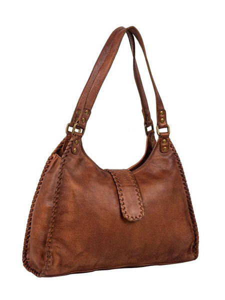 Myra Bag S-8153 Womens Lobeth Accent Leather Bag Brown side / front view. If you need any assistance with this item or the purchase of this item please call us at five six one seven four eight eight eight zero one Monday through Saturday 10:00a.m EST to 8:00 p.m EST