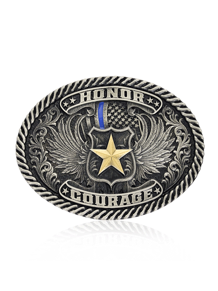 Montana Silversmiths A861 Honor & Courage Attitude Buckle Silver front. If you need any assistance with this item or the purchase of this item please call us at five six one seven four eight eight eight zero one Monday through Saturday 10:00a.m EST to 8:00 p.m EST