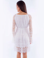 Scully HC909-WHT Womens Eyelash Lace Dress White back view. If you need any assistance with this item or the purchase of this item please call us at five six one seven four eight eight eight zero one Monday through Saturday 10:00a.m EST to 8:00 p.m EST