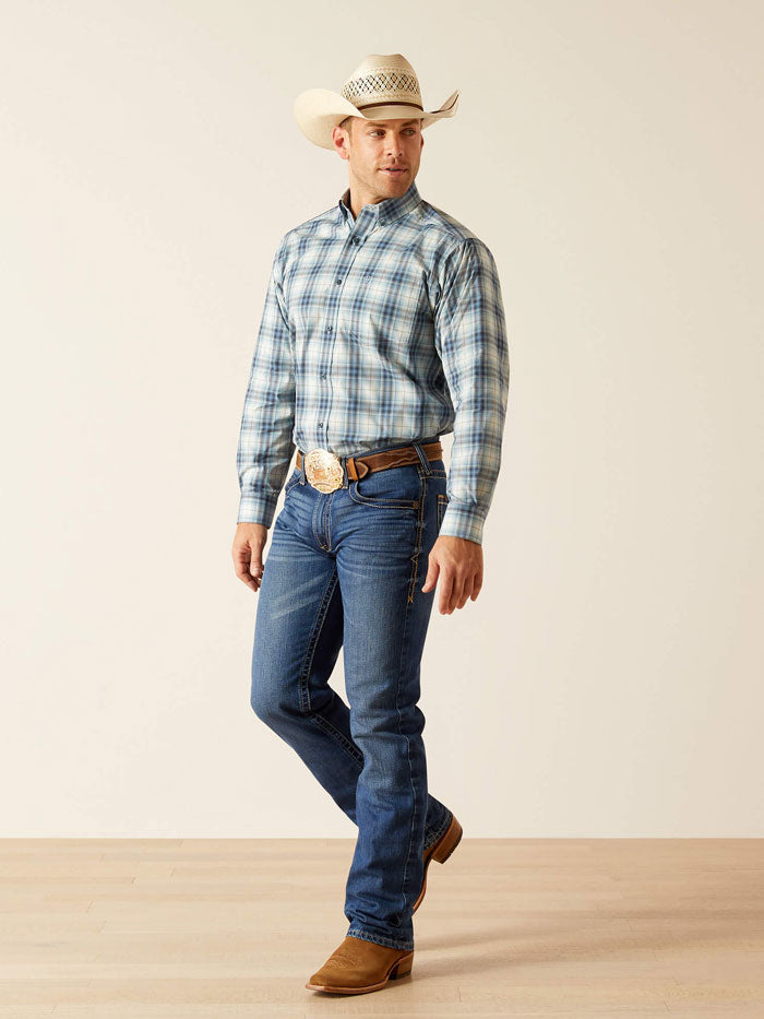 Ariat 10051270 Mens Pro Series Emiliano Classic Fit Shirt Light Blue Heaven front view. If you need any assistance with this item or the purchase of this item please call us at five six one seven four eight eight eight zero one Monday through Saturday 10:00a.m EST to 8:00 p.m EST