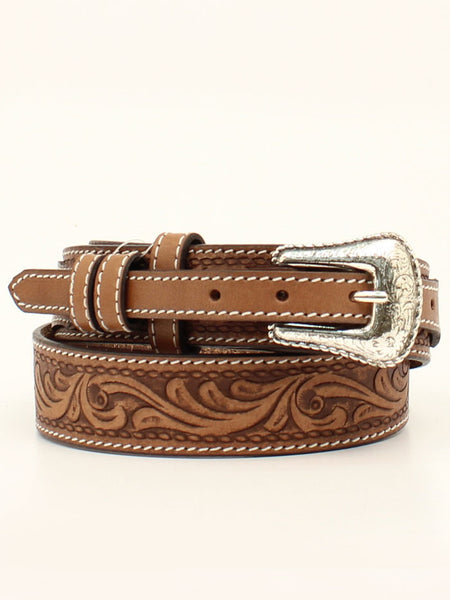 Ariat A1039702 Mens Tooled Leather Ranger Belt Brown front view. If you need any assistance with this item or the purchase of this item please call us at five six one seven four eight eight eight zero one Monday through Saturday 10:00a.m EST to 8:00 p.m EST