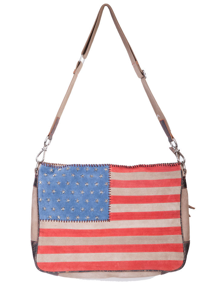 Scully B124 Womens Suede Handbag Flag front view. If you need any assistance with this item or the purchase of this item please call us at five six one seven four eight eight eight zero one Monday through Saturday 10:00a.m EST to 8:00 p.m EST