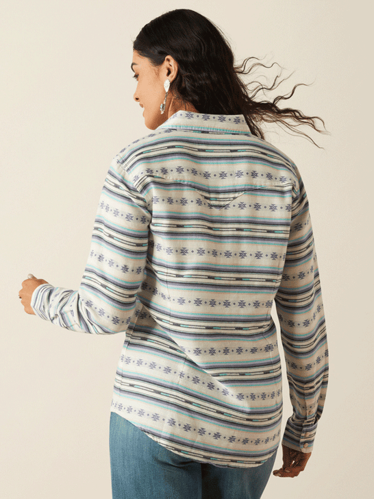 Ariat 10054779 Womens Seaside Shirt Geo Stream Serape Jacquard back view. If you need any assistance with this item or the purchase of this item please call us at five six one seven four eight eight eight zero one Monday through Saturday 10:00a.m EST to 8:00 p.m EST

