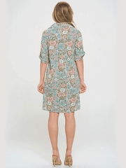 SM Wardrobe SM2492 Womens Floral Paisley Print Shirt Dress Multicolor back view. If you need any assistance with this item or the purchase of this item please call us at five six one seven four eight eight eight zero one Monday through Saturday 10:00a.m EST to 8:00 p.m EST