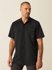 Ariat 10054477 Mens VentTEK Western Fitted Shirt Black front view. If you need any assistance with this item or the purchase of this item please call us at five six one seven four eight eight eight zero one Monday through Saturday 10:00a.m EST to 8:00 p.m EST

