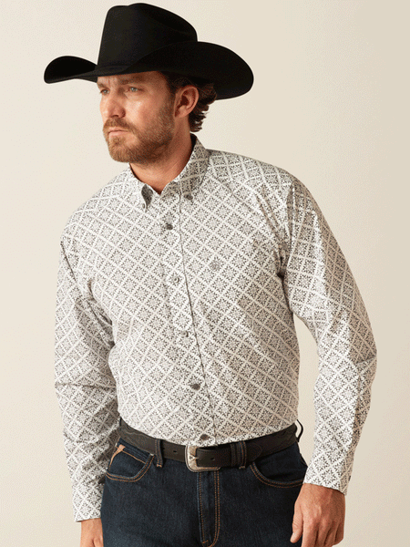 Ariat 10053899 Mens Jagger Classic Fit Shirt White front view. If you need any assistance with this item or the purchase of this item please call us at five six one seven four eight eight eight zero one Monday through Saturday 10:00a.m EST to 8:00 p.m EST