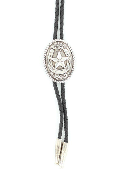 Double S 22820 Western Oval Star Horseshoe Bolo Tie Silver front. If you need any assistance with this item or the purchase of this item please call us at five six one seven four eight eight eight zero one Monday through Saturday 10:00a.m EST to 8:00 p.m EST