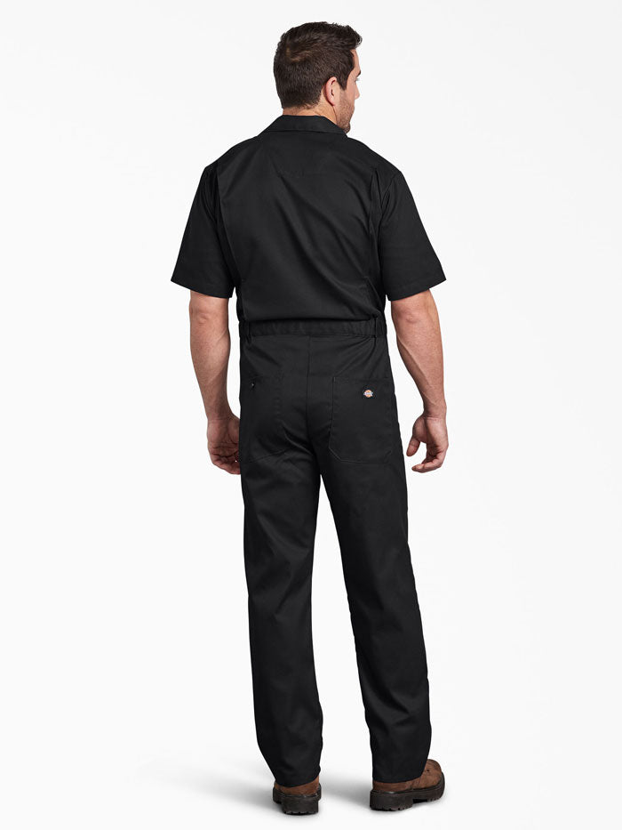 Dickies 33274DN Mens FLEX Short Sleeve Coveralls Nark Navy front view. If you need any assistance with this item or the purchase of this item please call us at five six one seven four eight eight eight zero one Monday through Saturday 10:00a.m EST to 8:00 p.m EST