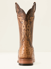 Ariat 10053580 Mens Rio Full Quill Ostrich Cowboy Boot Honey Tan back. If you need any assistance with this item or the purchase of this item please call us at five six one seven four eight eight eight zero one Monday through Saturday 10:00a.m EST to 8:00 p.m EST