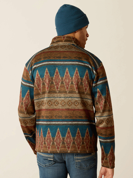 Ariat 10052818 Mens Caldwell Full Zip Sweater Oxford Tan Southwest Print back view. If you need any assistance with this item or the purchase of this item please call us at five six one seven four eight eight eight zero one Monday through Saturday 10:00a.m EST to 8:00 p.m EST