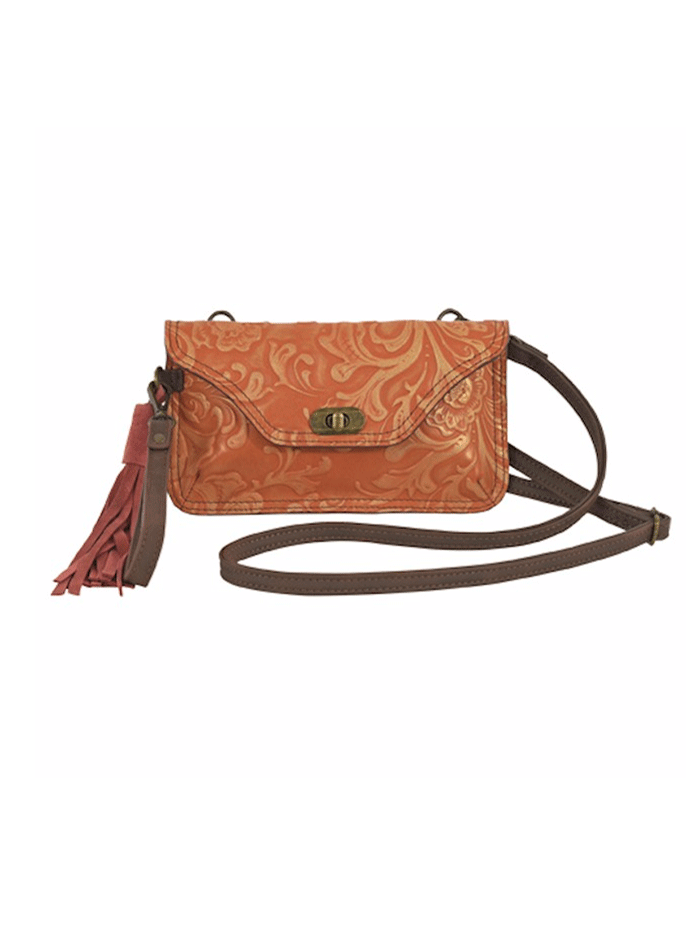 Catchfly 23070841ORG Womens Wristlet With Crossbody Strap Bag Orange front view. If you need any assistance with this item or the purchase of this item please call us at five six one seven four eight eight eight zero one Monday through Saturday 10:00a.m EST to 8:00 p.m EST