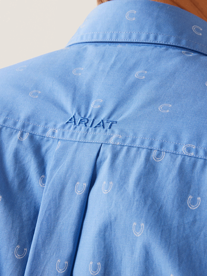 Ariat 10043792 Mens Leroy Classic Fit Long Sleeve Shirt Chambray Blue front view. If you need any assistance with this item or the purchase of this item please call us at five six one seven four eight eight eight zero one Monday through Saturday 10:00a.m EST to 8:00 p.m EST