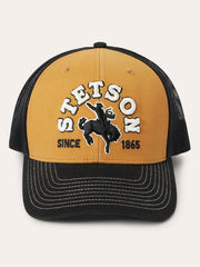 Stetson ST0092 Bronco Rider Embroidery Trucker Ball Cap Tan front view. If you need any assistance with this item or the purchase of this item please call us at five six one seven four eight eight eight zero one Monday through Saturday 10:00a.m EST to 8:00 p.m EST