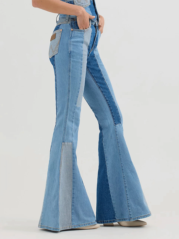 Wrangler 112360688 Womens X Lainey Wilson Patchwork Bell Bottoms Blue front. If you need any assistance with this item or the purchase of this item please call us at five six one seven four eight eight eight zero one Monday through Saturday 10:00a.m EST to 8:00 p.m EST


