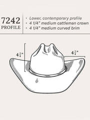 Stetson SFSHAS-7242E5 SHASTA 10X Premier Felt Western Hat Sahara profile guide. If you need any assistance with this item or the purchase of this item please call us at five six one seven four eight eight eight zero one Monday through Saturday 10:00a.m EST to 8:00 p.m EST