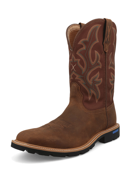 Twisted X MXTP003 Mens Tech X Square Toe Boot Hickory Brown front and side. If you need any assistance with this item or the purchase of this item please call us at five six one seven four eight eight eight zero one Monday through Saturday 10:00a.m EST to 8:00 p.m EST 