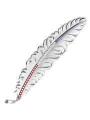 Montana Silversmiths HF4059RWB Red White And Blue Hat Feather Silver front view. If you need any assistance with this item or the purchase of this item please call us at five six one seven four eight eight eight zero one Monday through Saturday 10:00a.m EST to 8:00 p.m EST