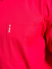 Cinch MTW1343012 Mens Stretch Modern Fit Button-Down Shirt Red pocket close up. If you need any assistance with this item or the purchase of this item please call us at five six one seven four eight eight eight zero one Monday through Saturday 10:00a.m EST to 8:00 p.m EST