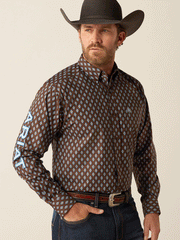 Ariat 10054056 Mens Team Oak Classic Fit Shirt Brown front view. If you need any assistance with this item or the purchase of this item please call us at five six one seven four eight eight eight zero one Monday through Saturday 10:00a.m EST to 8:00 p.m EST