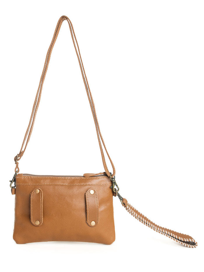 Myra Bag S-9974 Womens Eye of the Goddess Crossbody Bag in Caramel Brown front view. If you need any assistance with this item or the purchase of this item please call us at five six one seven four eight eight eight zero one Monday through Saturday 10:00a.m EST to 8:00 p.m EST