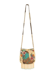 Mary Frances BAG S002-383 LINE DANCE Crossbody Handbag Cream hanging view. If you need any assistance with this item or the purchase of this item please call us at five six one seven four eight eight eight zero one Monday through Saturday 10:00a.m EST to 8:00 p.m EST
