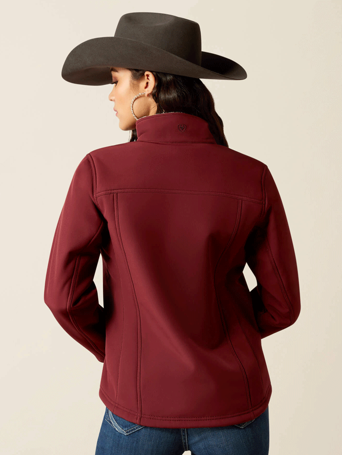 Ariat 10053011 Womens Berber Back Softshell Jacket Tawny Port front view buttoned. If you need any assistance with this item or the purchase of this item please call us at five six one seven four eight eight eight zero one Monday through Saturday 10:00a.m EST to 8:00 p.m EST