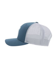 Hooey 2306T-BLWH STERLING Mid Profile Snapback Trucker Hat Blue And White side view. If you need any assistance with this item or the purchase of this item please call us at five six one seven four eight eight eight zero one Monday through Saturday 10:00a.m EST to 8:00 p.m EST