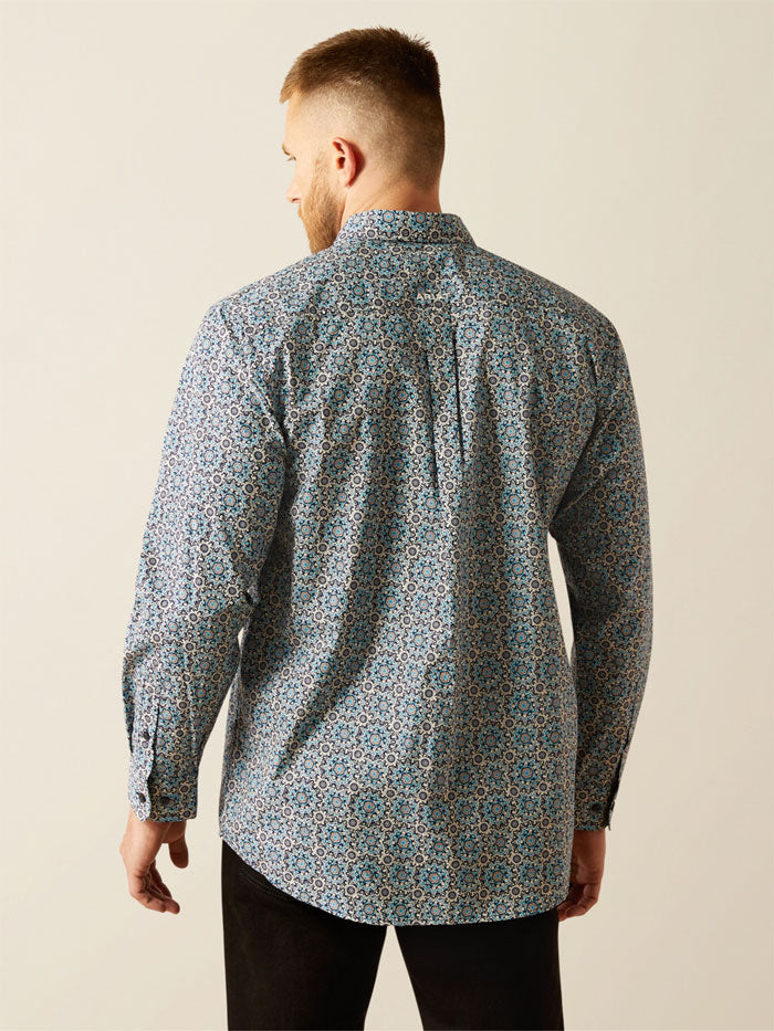 Ariat 10058967 Mens Santiago Classic Fit Shirt Dark Teal front view. If you need any assistance with this item or the purchase of this item please call us at five six one seven four eight eight eight zero one Monday through Saturday 10:00a.m EST to 8:00 p.m EST