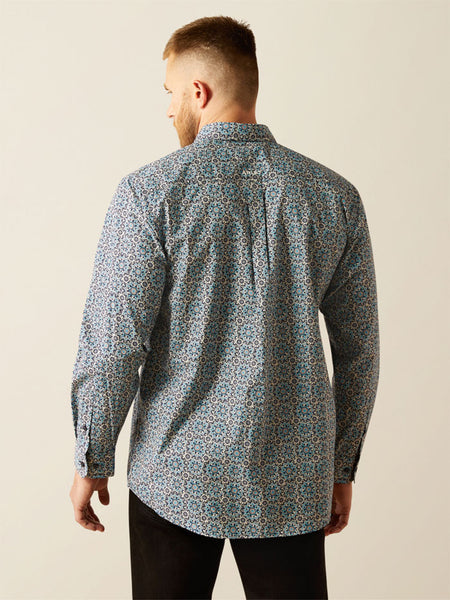 Ariat 10058967 Mens Santiago Classic Fit Shirt Dark Teal back view. If you need any assistance with this item or the purchase of this item please call us at five six one seven four eight eight eight zero one Monday through Saturday 10:00a.m EST to 8:00 p.m EST