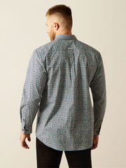 Ariat 10058967 Mens Santiago Classic Fit Shirt Dark Teal back view. If you need any assistance with this item or the purchase of this item please call us at five six one seven four eight eight eight zero one Monday through Saturday 10:00a.m EST to 8:00 p.m EST