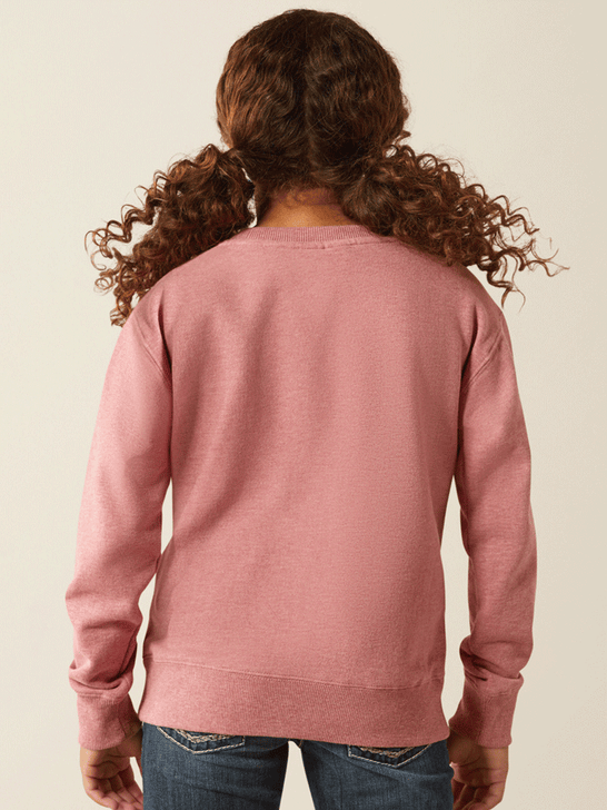 Ariat 10054594 Junior Rider Sweatshirt Rose Wine Heather back view. If you need any assistance with this item or the purchase of this item please call us at five six one seven four eight eight eight zero one Monday through Saturday 10:00a.m EST to 8:00 p.m EST