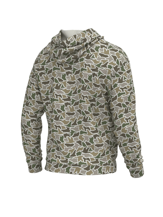 Local Boy Outfitters L1300033-DCC Mens Hilltop Hoodie Duck Camo back view. If you need any assistance with this item or the purchase of this item please call us at five six one seven four eight eight eight zero one Monday through Saturday 10:00a.m EST to 8:00 p.m EST