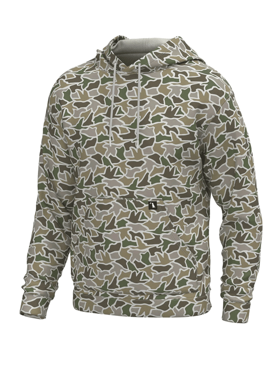 Local Boy Outfitters L1300033-DCC Mens Hilltop Hoodie Duck Camo front view. If you need any assistance with this item or the purchase of this item please call us at five six one seven four eight eight eight zero one Monday through Saturday 10:00a.m EST to 8:00 p.m EST