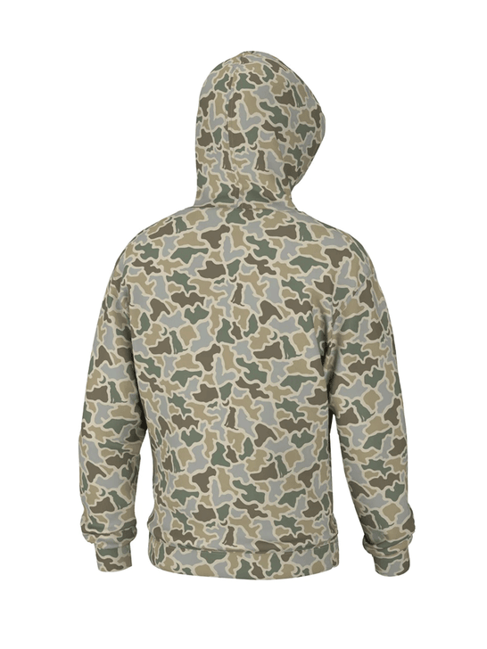 Local Boy Outfitters L1300033-SDMC Mens Hilltop Hoodie Sand Dog & Moon Camo back view. If you need any assistance with this item or the purchase of this item please call us at five six one seven four eight eight eight zero one Monday through Saturday 10:00a.m EST to 8:00 p.m EST