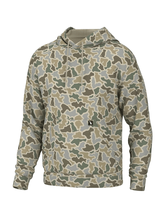 Local Boy Outfitters L1300033-SDMC Mens Hilltop Hoodie Sand Dog & Moon Camo front view. If you need any assistance with this item or the purchase of this item please call us at five six one seven four eight eight eight zero one Monday through Saturday 10:00a.m EST to 8:00 p.m EST