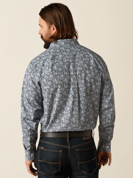 Ariat 10051978 Mens Wrinkle Free Link Classic Shirt Grey back view. If you need any assistance with this item or the purchase of this item please call us at five six one seven four eight eight eight zero one Monday through Saturday 10:00a.m EST to 8:00 p.m EST