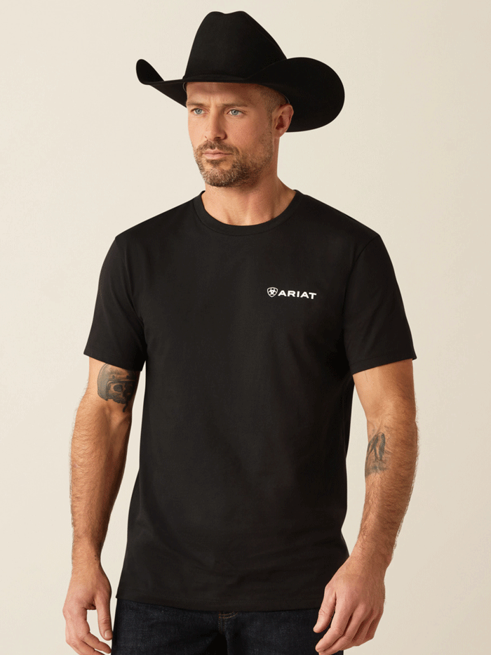 Ariat 10053993 Mens Rugged American Shield T-Shirt Black back view. If you need any assistance with this item or the purchase of this item please call us at five six one seven four eight eight eight zero one Monday through Saturday 10:00a.m EST to 8:00 p.m EST

