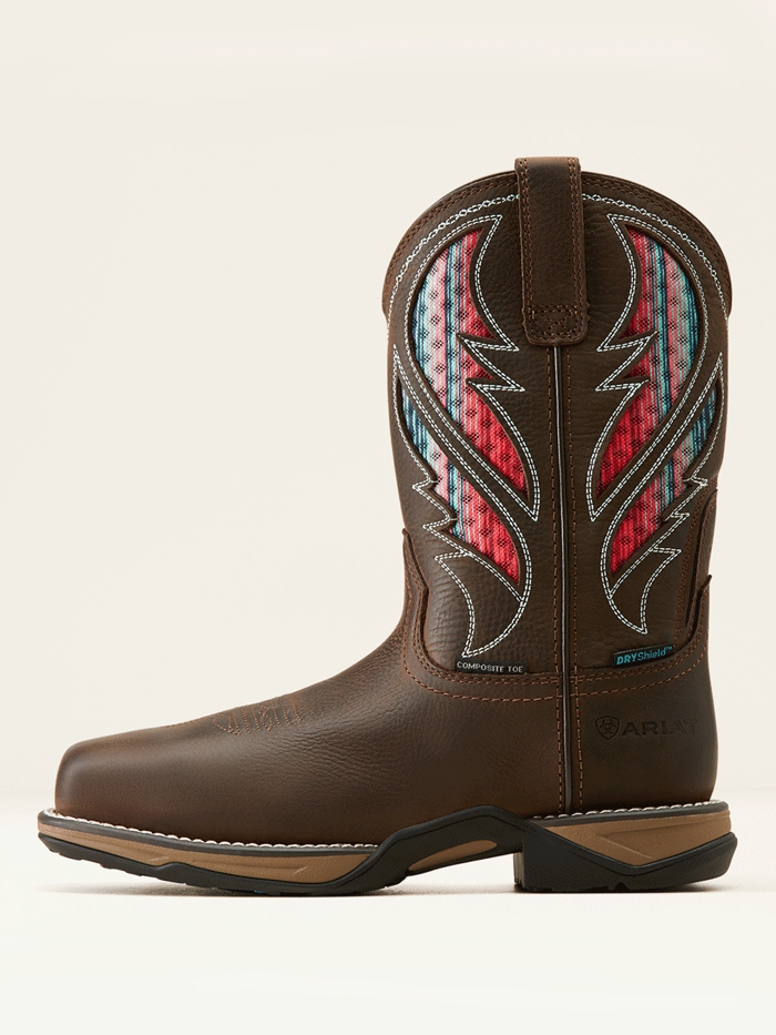 Ariat 10050827 Womens Anthem VentTEK Waterproof Composite Toe Work Boot Dark Brown front and side view. If you need any assistance with this item or the purchase of this item please call us at five six one seven four eight eight eight zero one Monday through Saturday 10:00a.m EST to 8:00 p.m EST