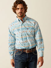 Ariat 10054640 Mens Gorman Classic Fit Shirt Turquoise front view. If you need any assistance with this item or the purchase of this item please call us at five six one seven four eight eight eight zero one Monday through Saturday 10:00a.m EST to 8:00 p.m EST