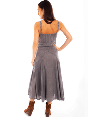 Scully HC62-GRY Womens Spaghetti Strap Long Dress Grey back view. If you need any assistance with this item or the purchase of this item please call us at five six one seven four eight eight eight zero one Monday through Saturday 10:00a.m EST to 8:00 p.m EST