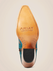 Ariat 10034004 Womens Casanova Western Boot Turquoise sole view. If you need any assistance with this item or the purchase of this item please call us at five six one seven four eight eight eight zero one Monday through Saturday 10:00a.m EST to 8:00 p.m EST