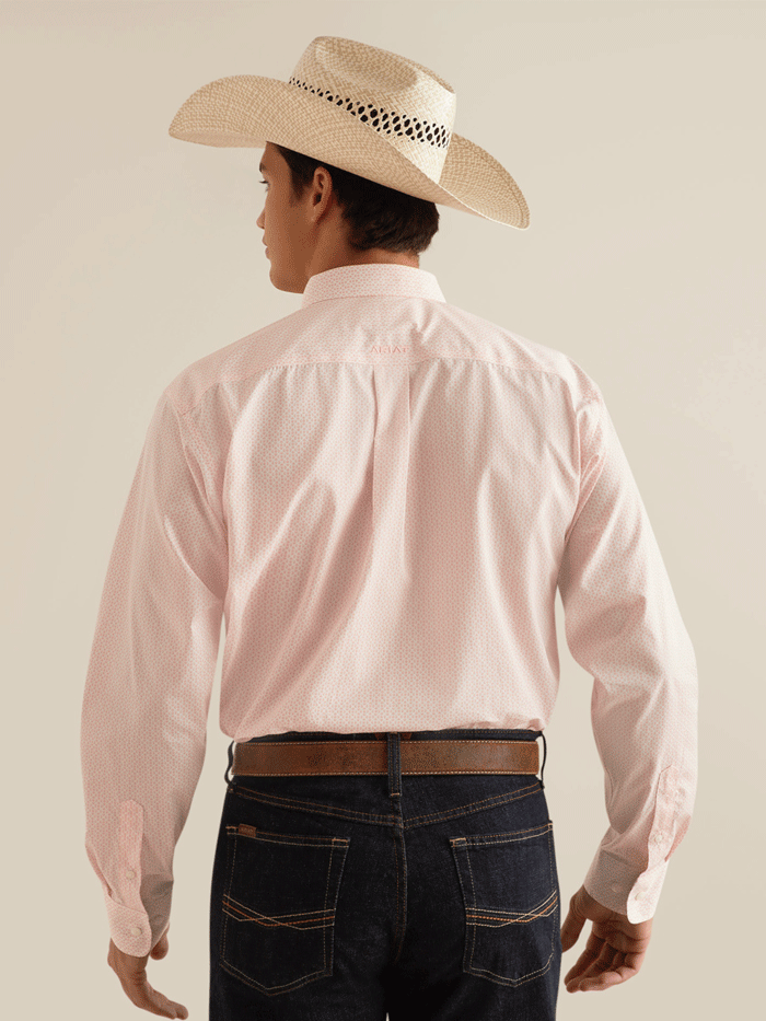 Ariat 10048414 Mens Wrinkle Free Shilah Classic Fit Shirt Pink front view. If you need any assistance with this item or the purchase of this item please call us at five six one seven four eight eight eight zero one Monday through Saturday 10:00a.m EST to 8:00 p.m EST