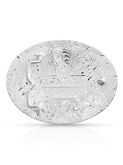 Montana Silversmiths 6190-528 Ranch Rope Bull Rider Buckle Silver back view. If you need any assistance with this item or the purchase of this item please call us at five six one seven four eight eight eight zero one Monday through Saturday 10:00a.m EST to 8:00 p.m EST

