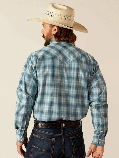 Ariat 10048504 Mens Pro Series Payton Classic Fit Shirt Blue back view. If you need any assistance with this item or the purchase of this item please call us at five six one seven four eight eight eight zero one Monday through Saturday 10:00a.m EST to 8:00 p.m EST